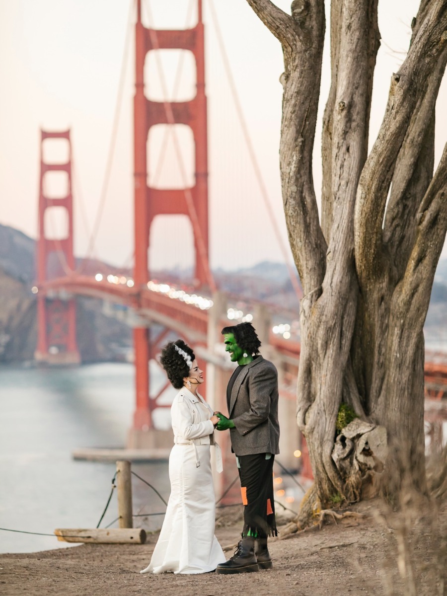 They did the monster mash at this Halloween-themed costume wedding