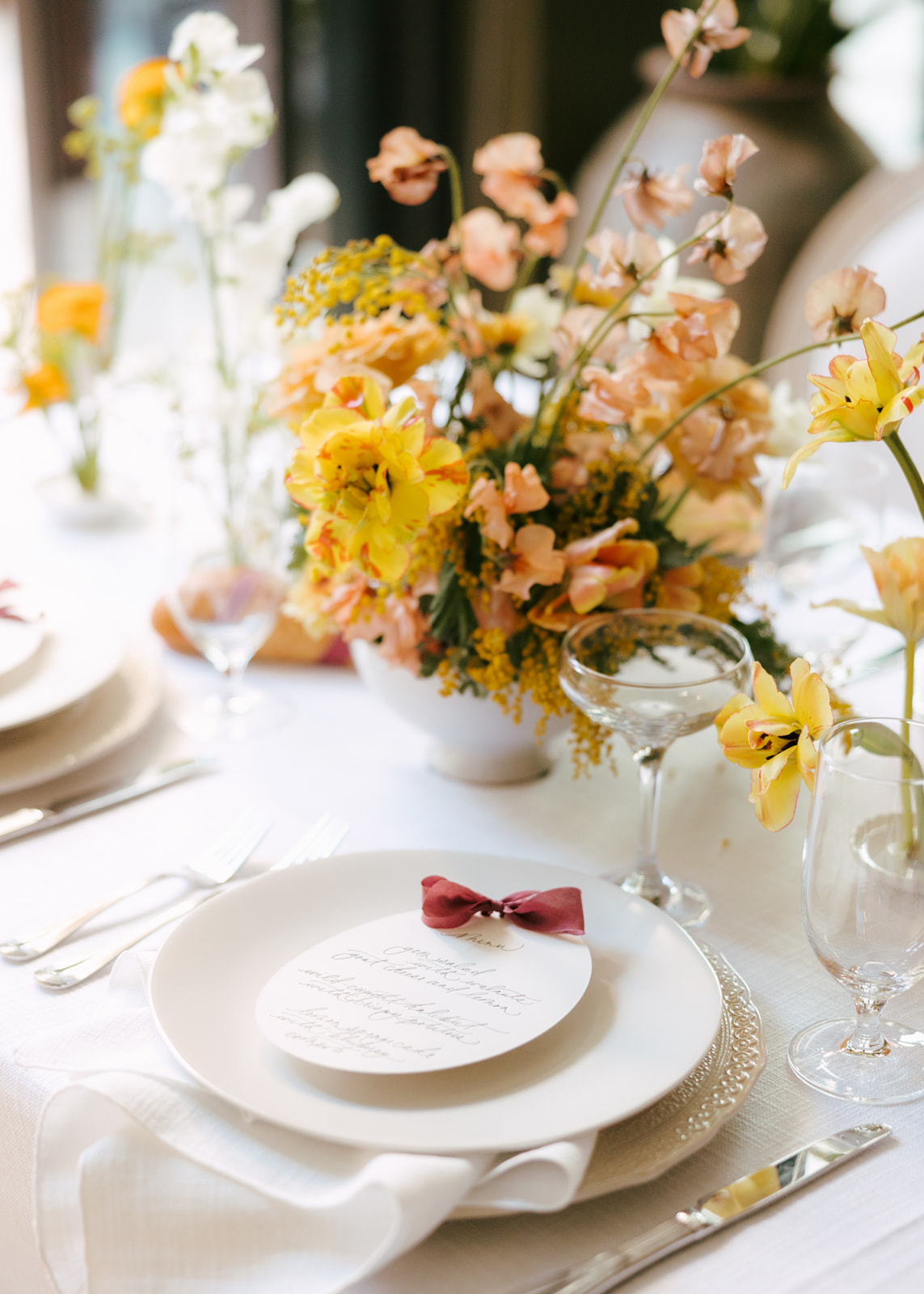 wedding menus with ribbon bows