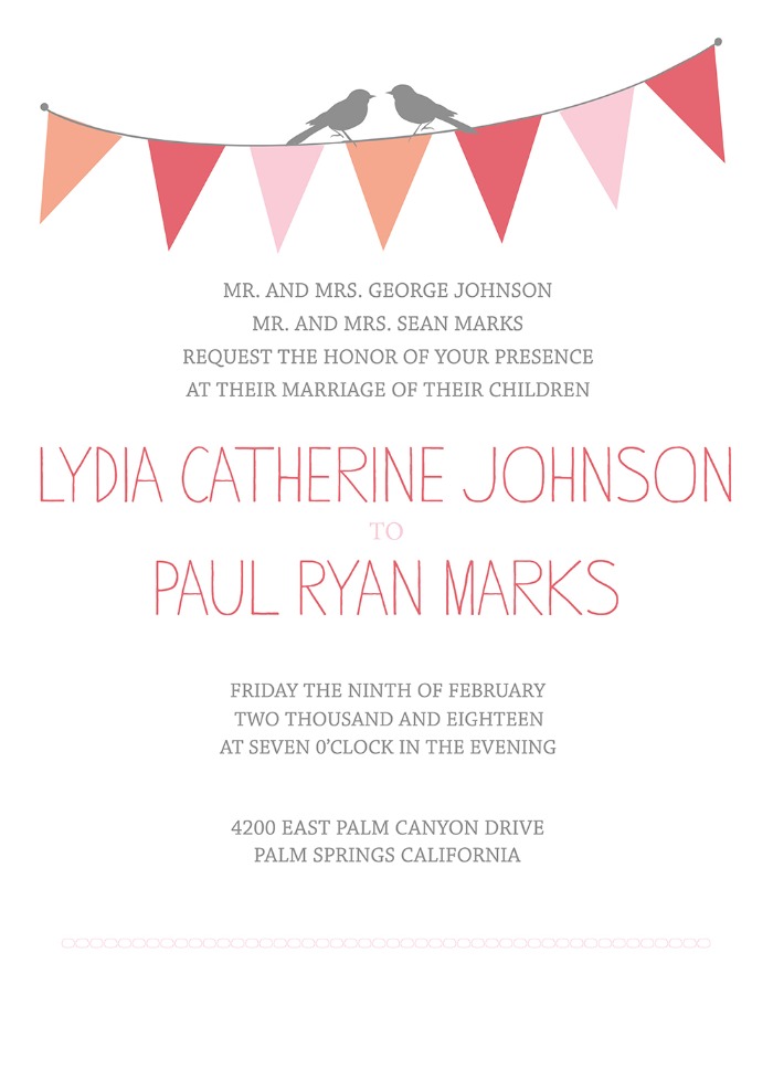 Bunting Free Printable Wedding Invitation Suite