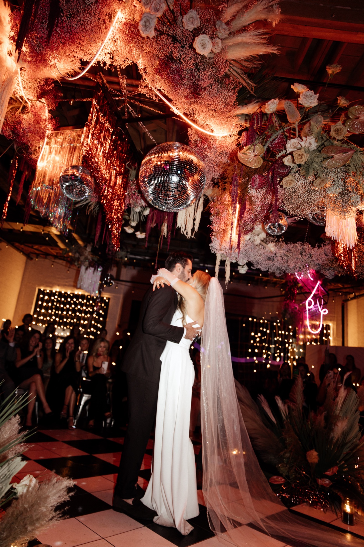 disco and neon wedding ceremony