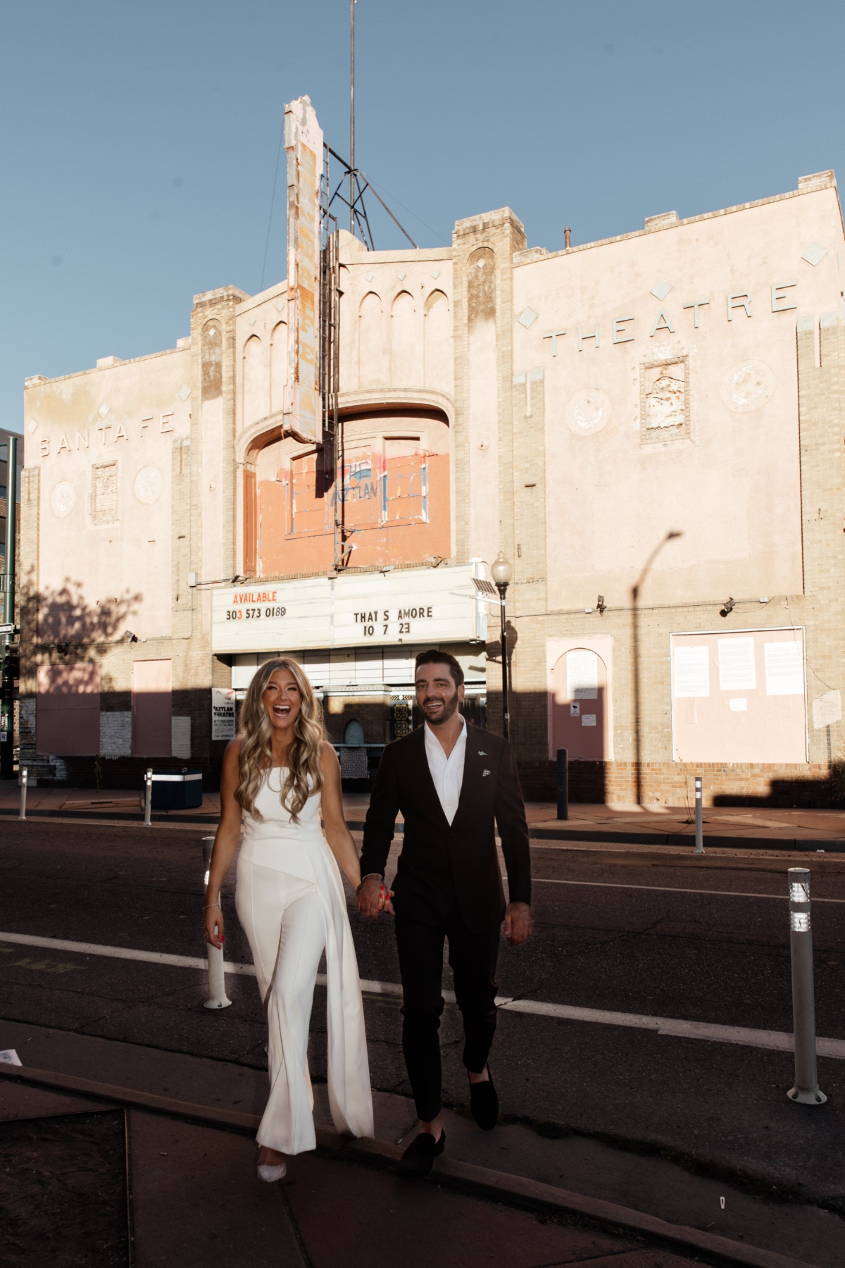 modern wedding in a vintage theater