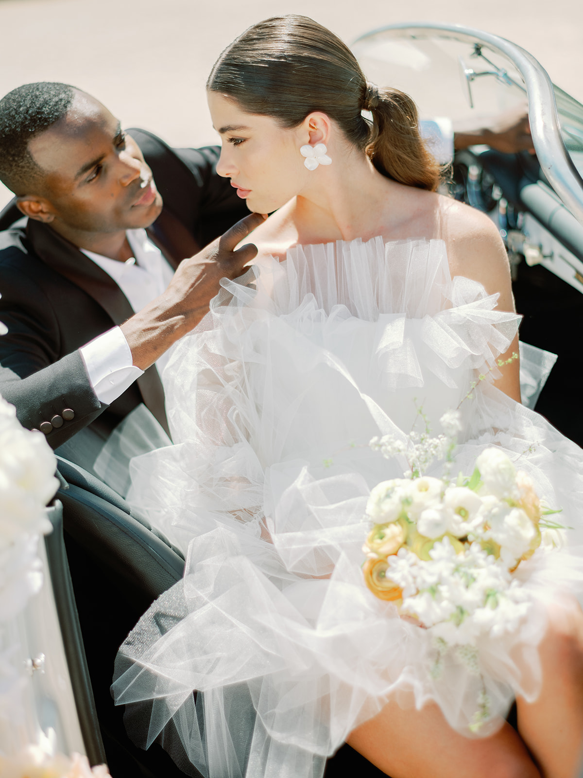 white tulle mini dress for reception