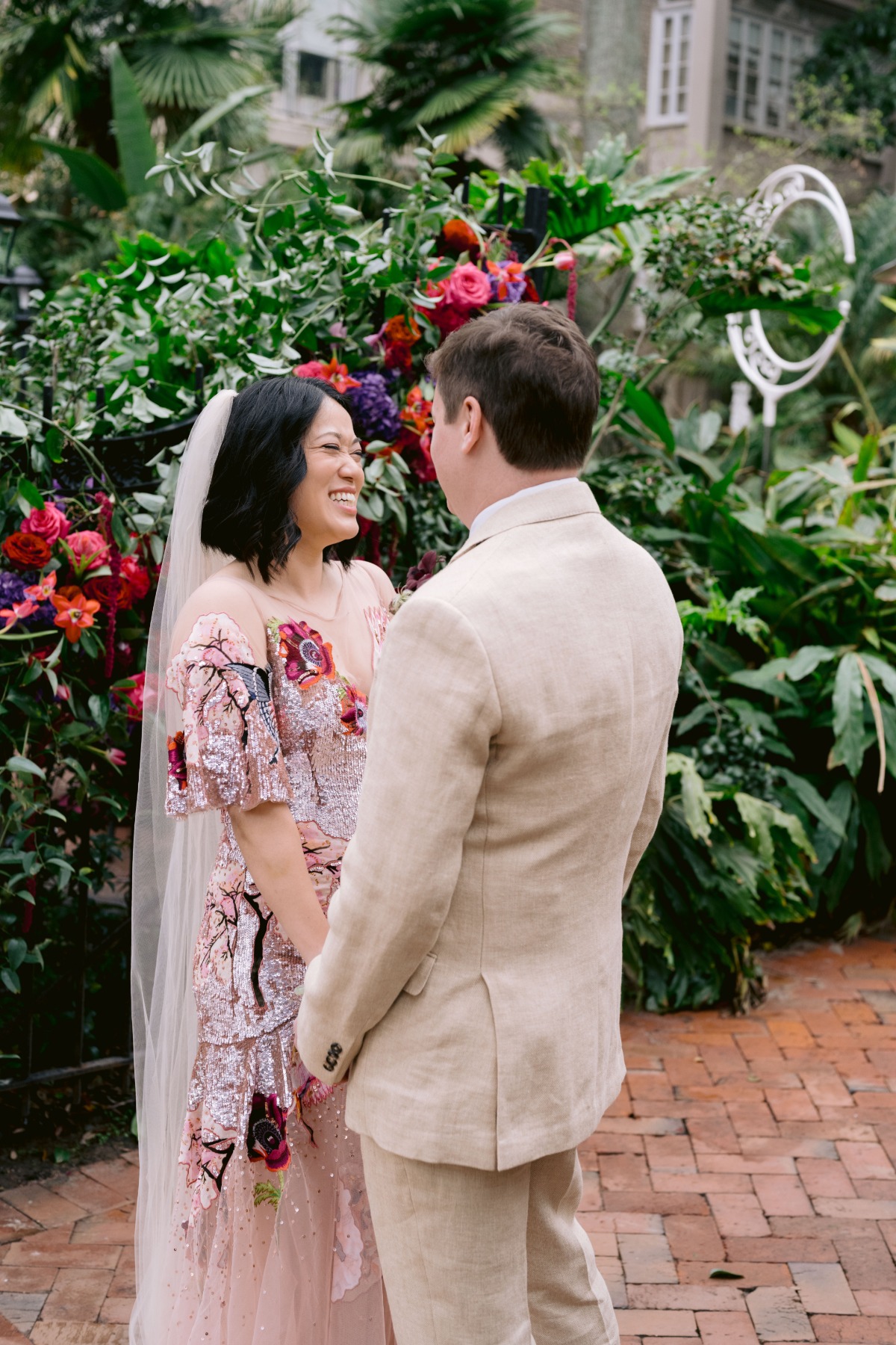 pink sequin wedding dress