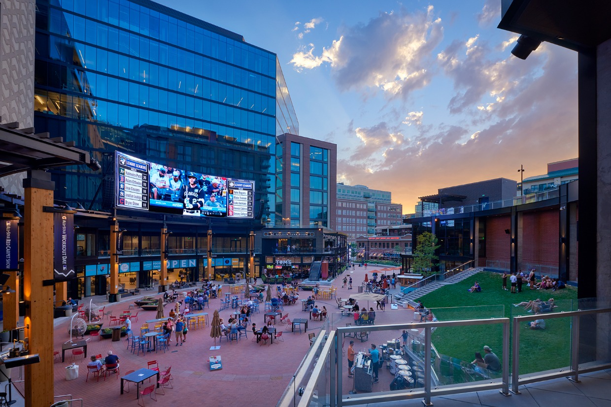 McGregor Square big screen on the lawn in denver colorado