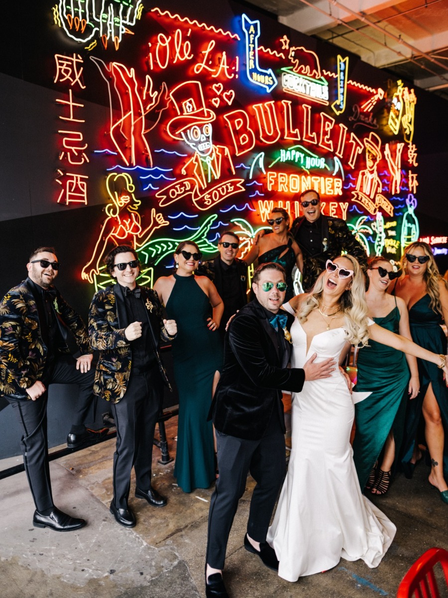 Neo-Noir Themed Wedding With Campy Hollywood Details