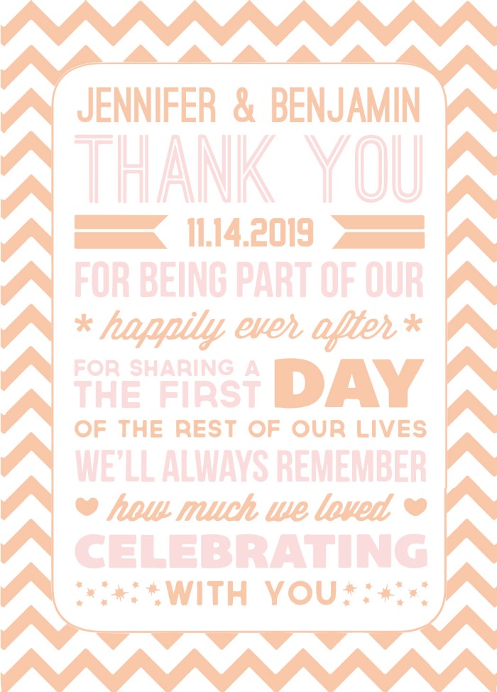 Poster Style Free Printable Wedding Thank You Card