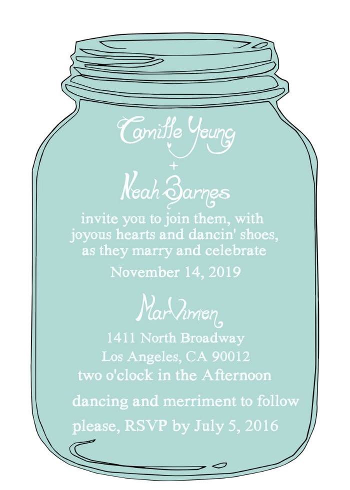 Mason Jar Free Printable Wedding Invites