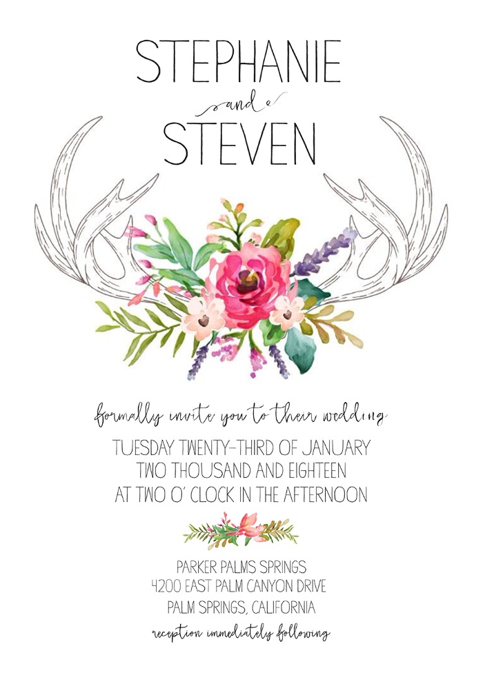 Antlers Free Wedding Invitation Suite