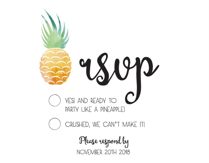 Pineapple Suite Free Printable Wedding RSVP