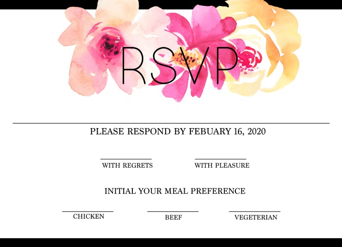 Free Modern Printable Watercolor Wedding RSVP