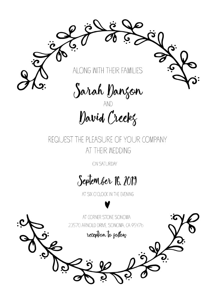 Rustic Wreath Wedding Invitation