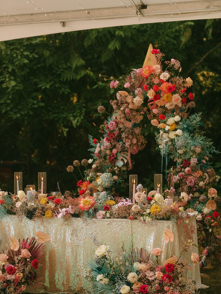 This backyard wedding in Seattle literally exploded with color