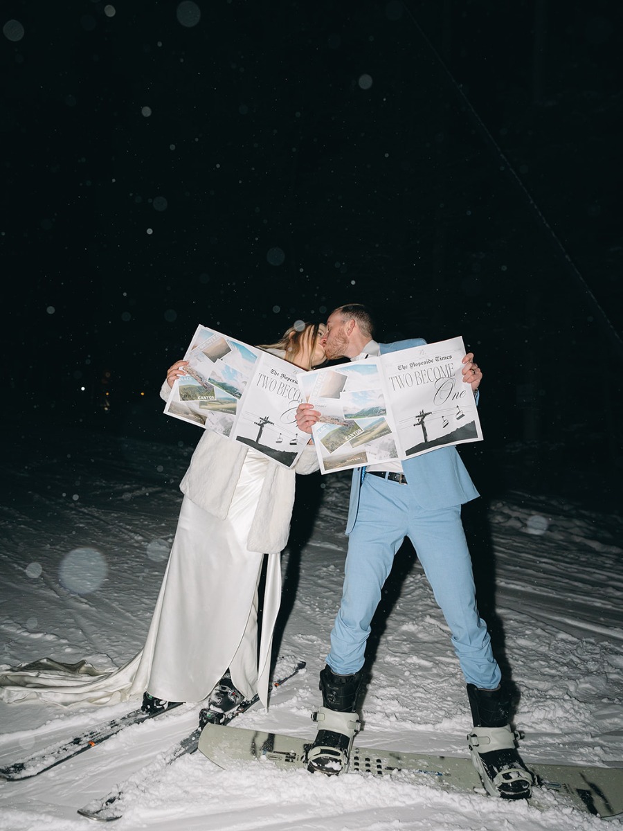 How a wedding photographer bride designed her own vintage ski wedding