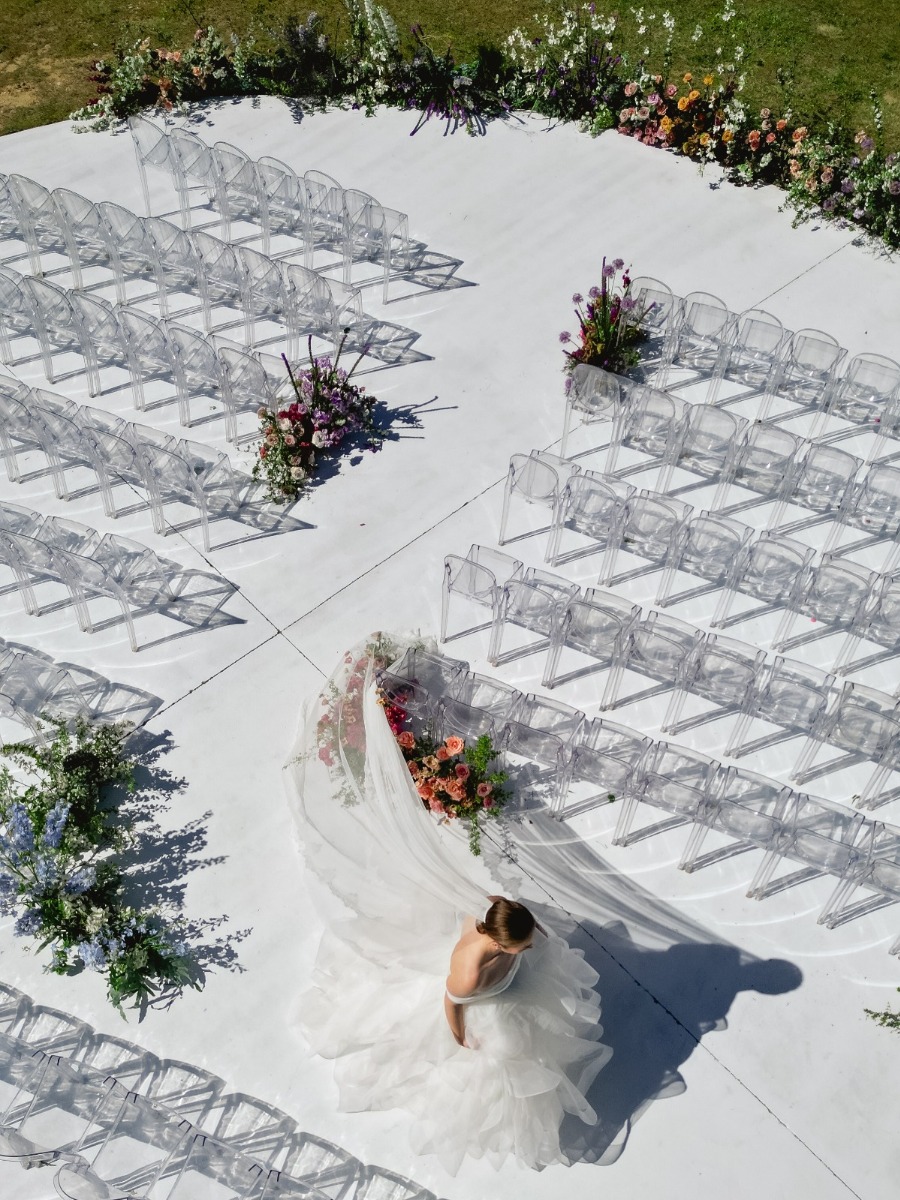 This modern ceremony setup will have you rethink a traditional aisle