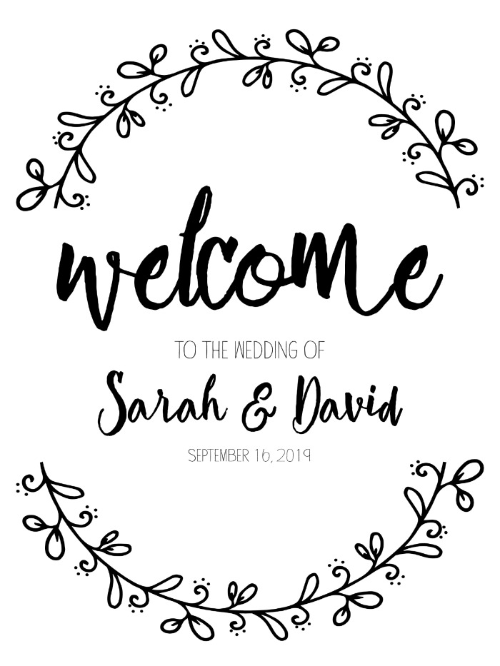 Rustic Wreath Welcome Wedding Sign