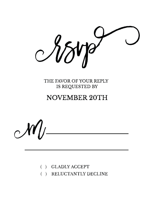 Romeo + Juliet Free Printable Wedding RSVP